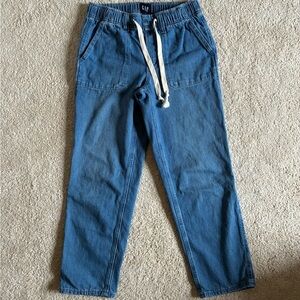 Mid rise elastic waist denim easy jeans